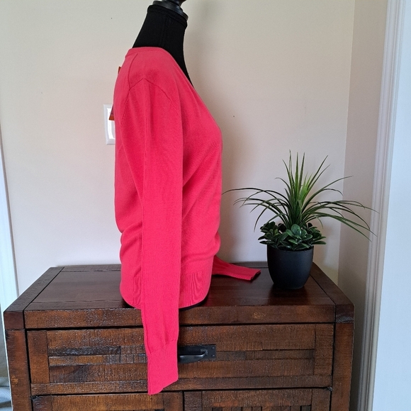 Calvin Klein Jeans V-Neck Sweater Women's Small Pink Cotton Knit Top NWT - Picture 3 of 10